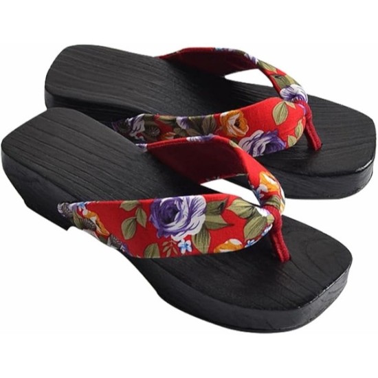 Japanese Wooden Clogs Sandals Japanese Style Anti Slip Leisure Slippers Beach Summer Flip Flops for Women
