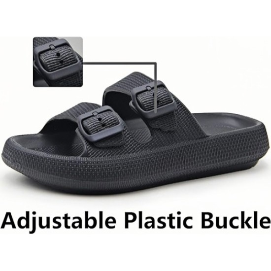 Sandals for Women and Men - Pillow Slippers - Double Buckle Adjustable Slides - EVA Flat Sandals