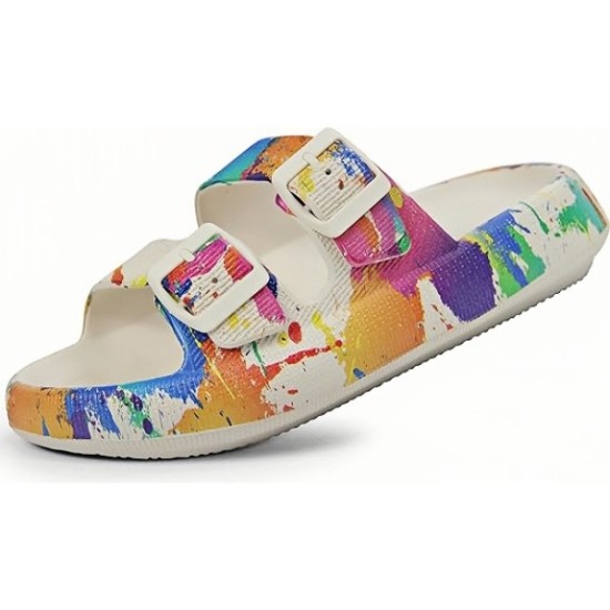Pillow Slippers - Double Buckle Adjustable Slides - EVA Flat Sandals Pillow Slippers - Double Buckle Adjustable Slides - EVA Flat Sandals
