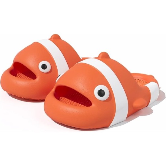 Cute Clown Fish Cloud Slides for Adult Women Men, Soft Novelty Funny Animals House Slippers Non-Slip Beach Shoes