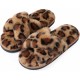 Women's Fuzzy Slippers Cross Band Memory Foam House Slippers Open Toe