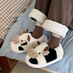 Cow Slippers,slippers for Women Men,Cute Fuzzy Slippers, Womens/Mens Kawaii Animal Cartoon Cotton Plush House Slippers