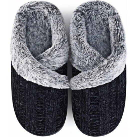 Fuzzy Slippers for Women Indoor and Outdoor Fluffy Bedroom House Shoes with Arch Support Memory Foam Winter Warm