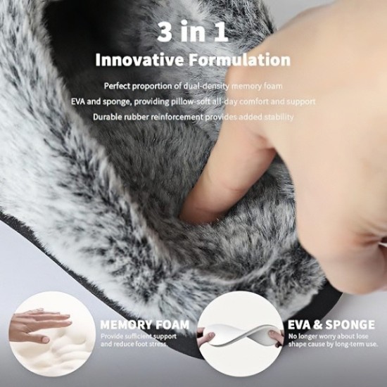 Fuzzy Slippers for Women Indoor and Outdoor Fluffy Bedroom House Shoes with Arch Support Memory Foam Winter Warm