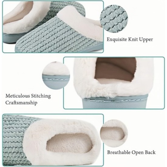 Women's Memory Foam Slippers Comfort Wool-Like Plush Fleece Lined House Shoes for Indoor & Outdoor