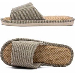 Linen and Cloth Slippers Indoor House Slippers All Seasons Silent Slippers Unisex Blue