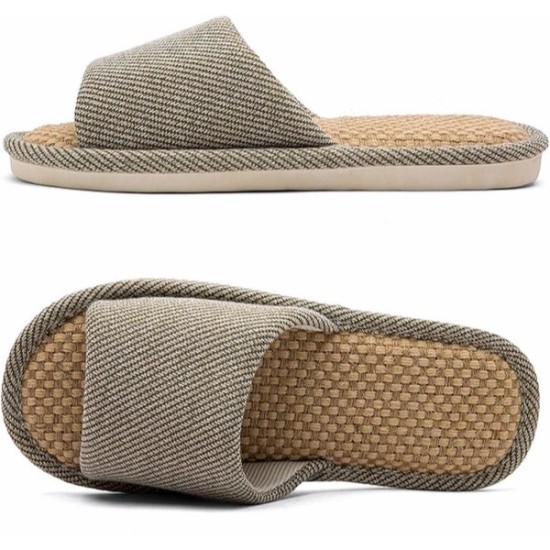 Linen and Cloth Slippers Indoor House Slippers All Seasons Silent Slippers Unisex Blue