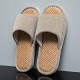 Linen and Cloth Slippers Indoor House Slippers All Seasons Silent Slippers Unisex Blue