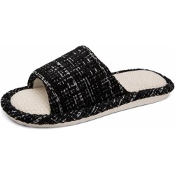 House Slippers Indoor Cotton Flax Slippers, Women's and Men's Casual Soft Non-slip Open Toed Mute Slippers