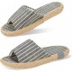 Summer House Slippers for Women Indoor Open Toe Women House Slippers Cotton and Linen Shoes Breathable Home TPR Outsole