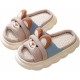 Rabbit And Bear Linen Slippers, Cute Animal Lace Slippers,Cotton Linen Couple's Home Shoes Indoor And Outdoor