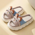 Rabbit And Bear Linen Slippers, Cute Animal Lace Slippers,Cotton Linen Couple's Home Shoes Indoor And Outdoor
