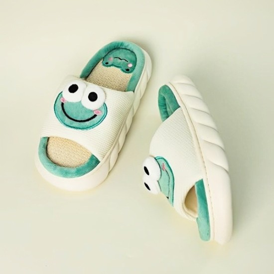 Cartoon Animal Shape Slippers, Womens Four Seasons Home Linen Slippers Cartoon Animal Shape Slippers, Womens Four Seasons Home Linen Slippers