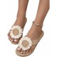Women's Floral Decor Open Toe Linen Flip Flops Slipper Summer Vacation Slip on Slide Sandal Women's Floral Decor Open Toe Linen Flip Flops Slipper Summer Vacation Slip on Slide Sandal