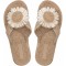 Women's Floral Decor Open Toe Linen Flip Flops Slipper Summer Vacation Slip on Slide Sandal